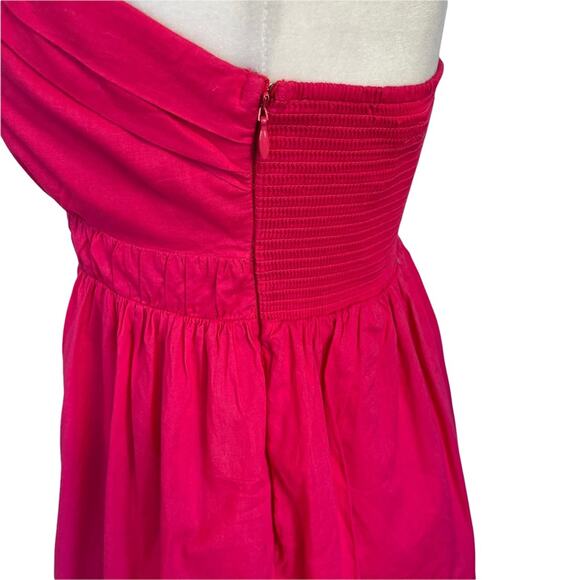 Anthropologie Maeve Fuchsia Pink Strapless 100% Cotton Dress Size 8 - Picture 5 of 13